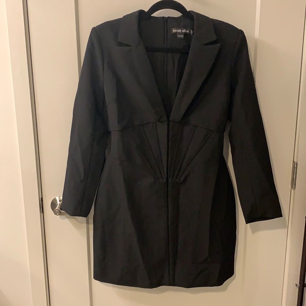 Lavish Alice corset detail blazer dress. Black. US size 12.